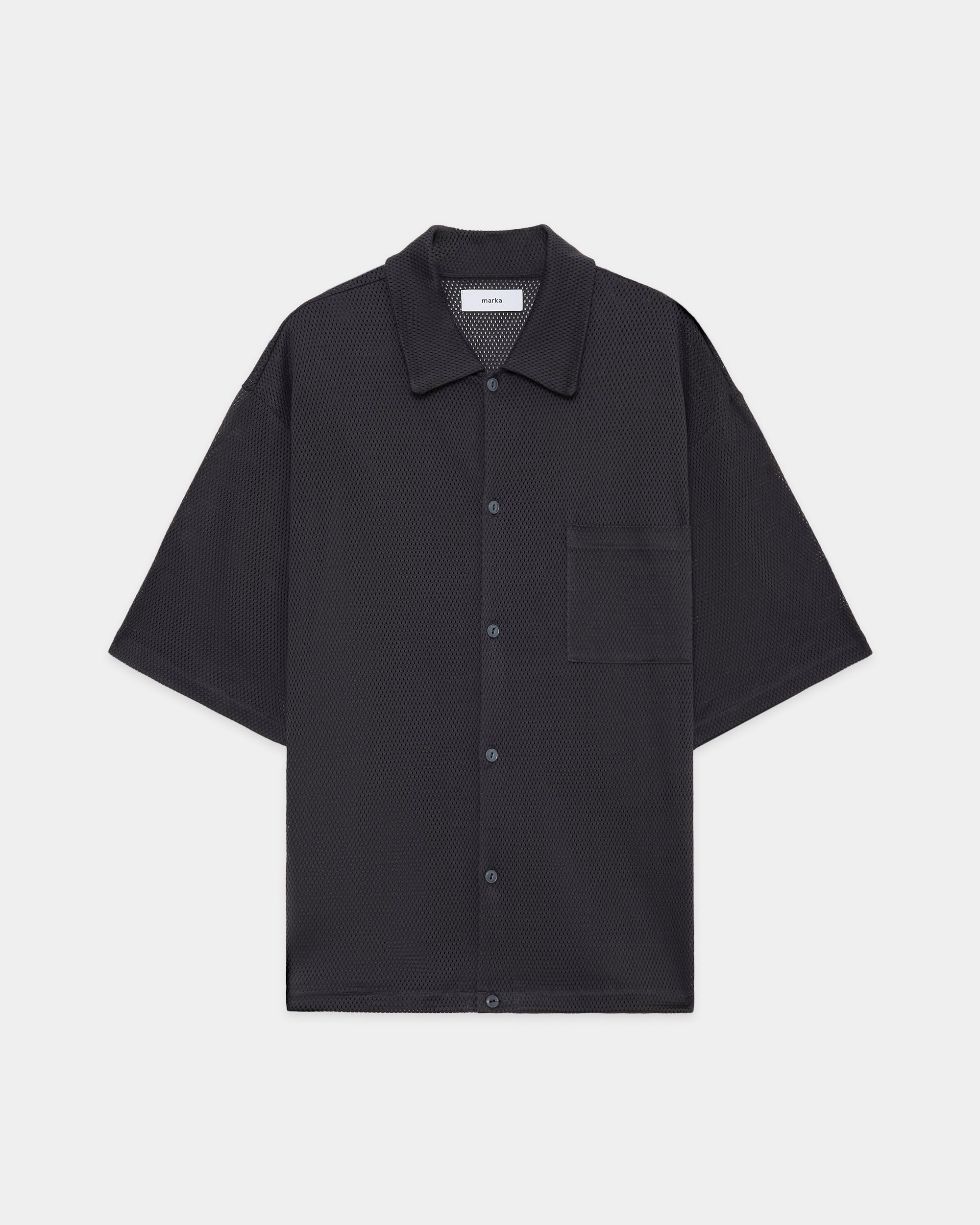 40/2 オーガニックコットンメッシュ オープンカラー S/S ニットシャツ, Silver Gray