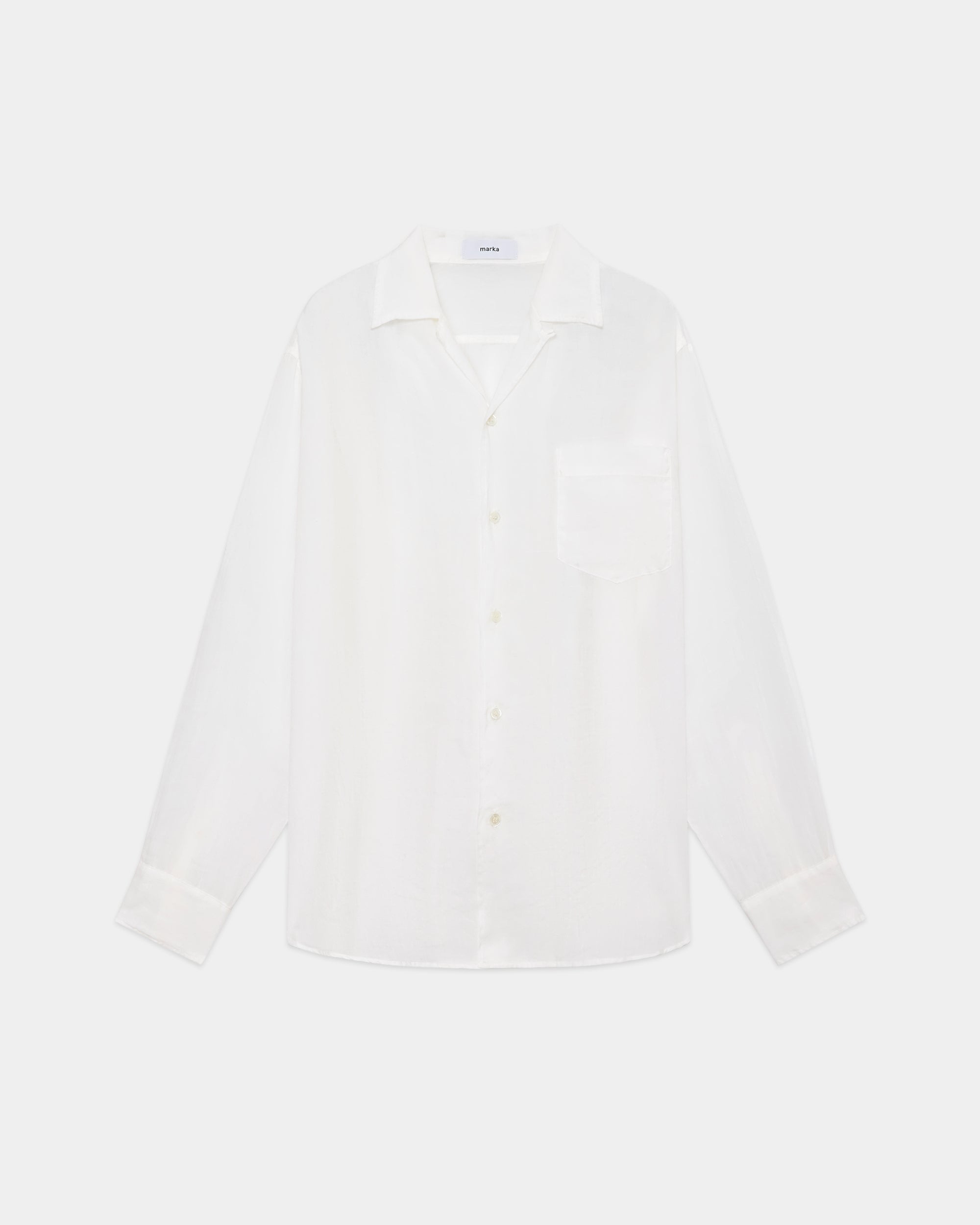 ラミーシャンブレー オープンカラー L/S シャツ, White