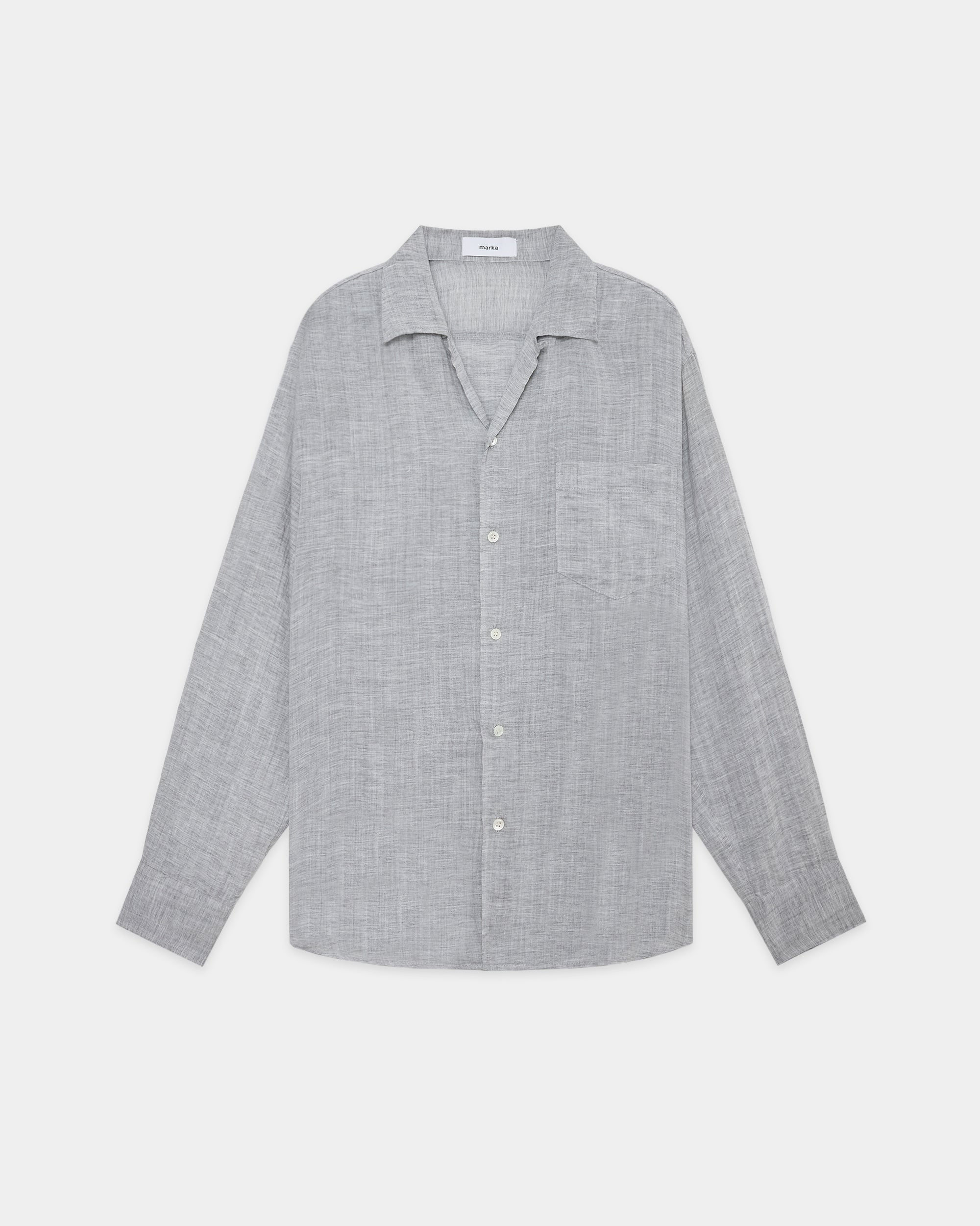 ラミーシャンブレー オープンカラー L/S シャツ, Gray