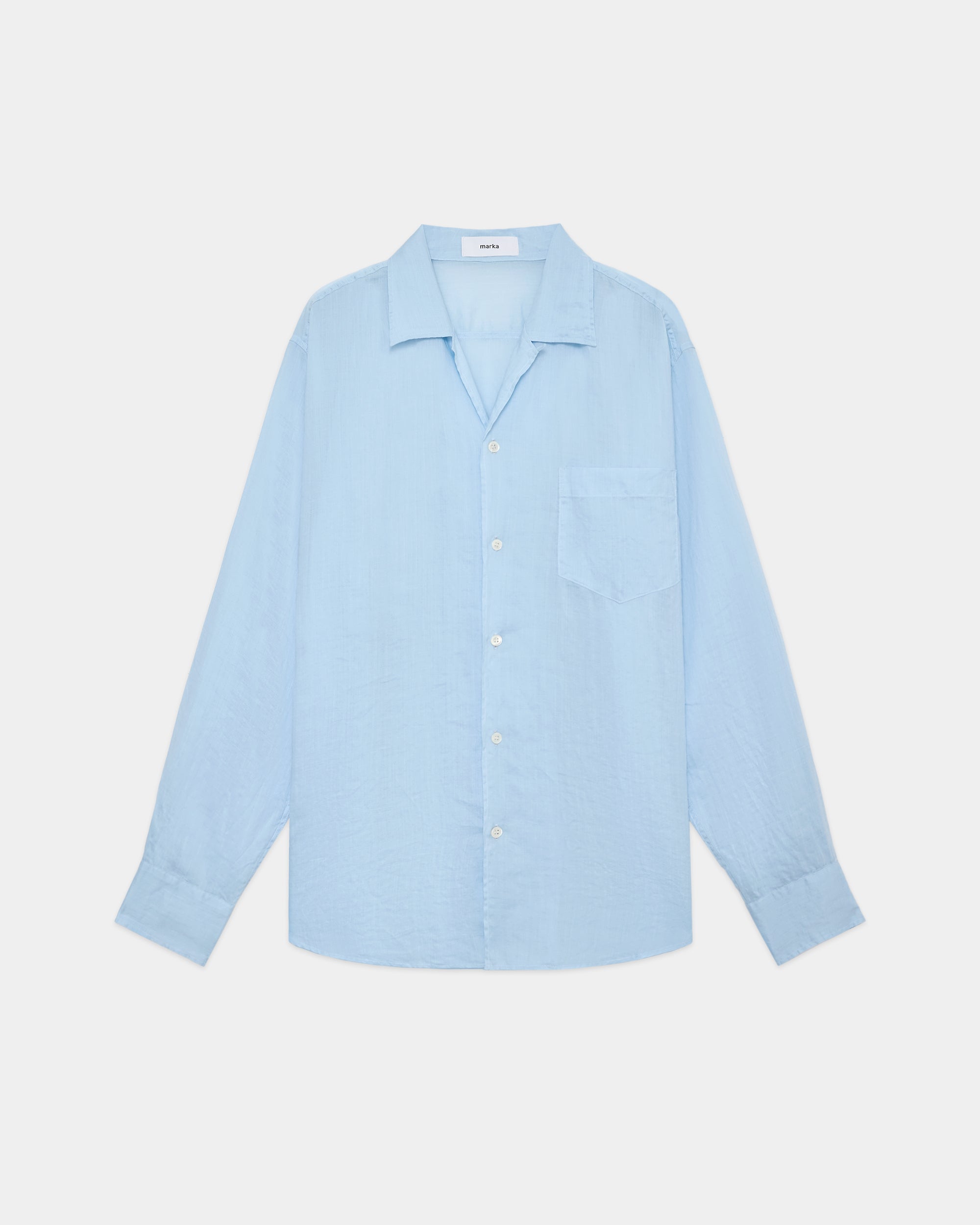 ラミーシャンブレー オープンカラー L/S シャツ, Saxe