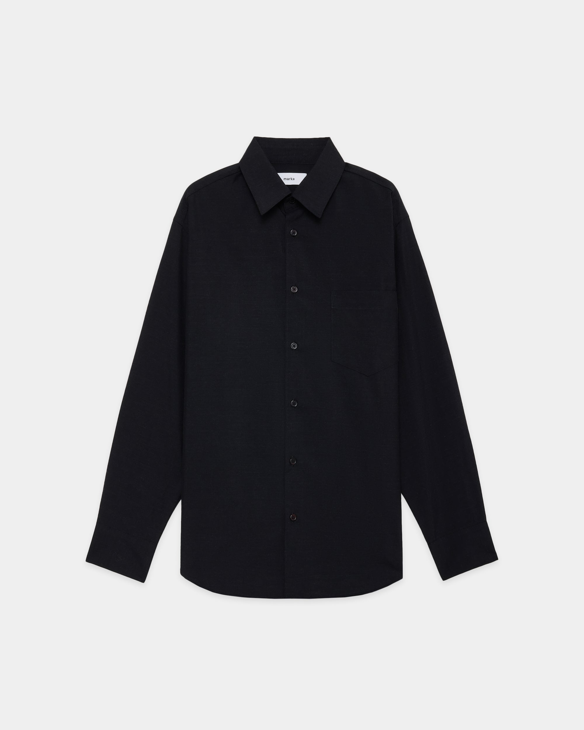 【PARKING別注】 2/72ウールトロピカルワッシャー / レギュラーカラーシャツ, Chambray Black