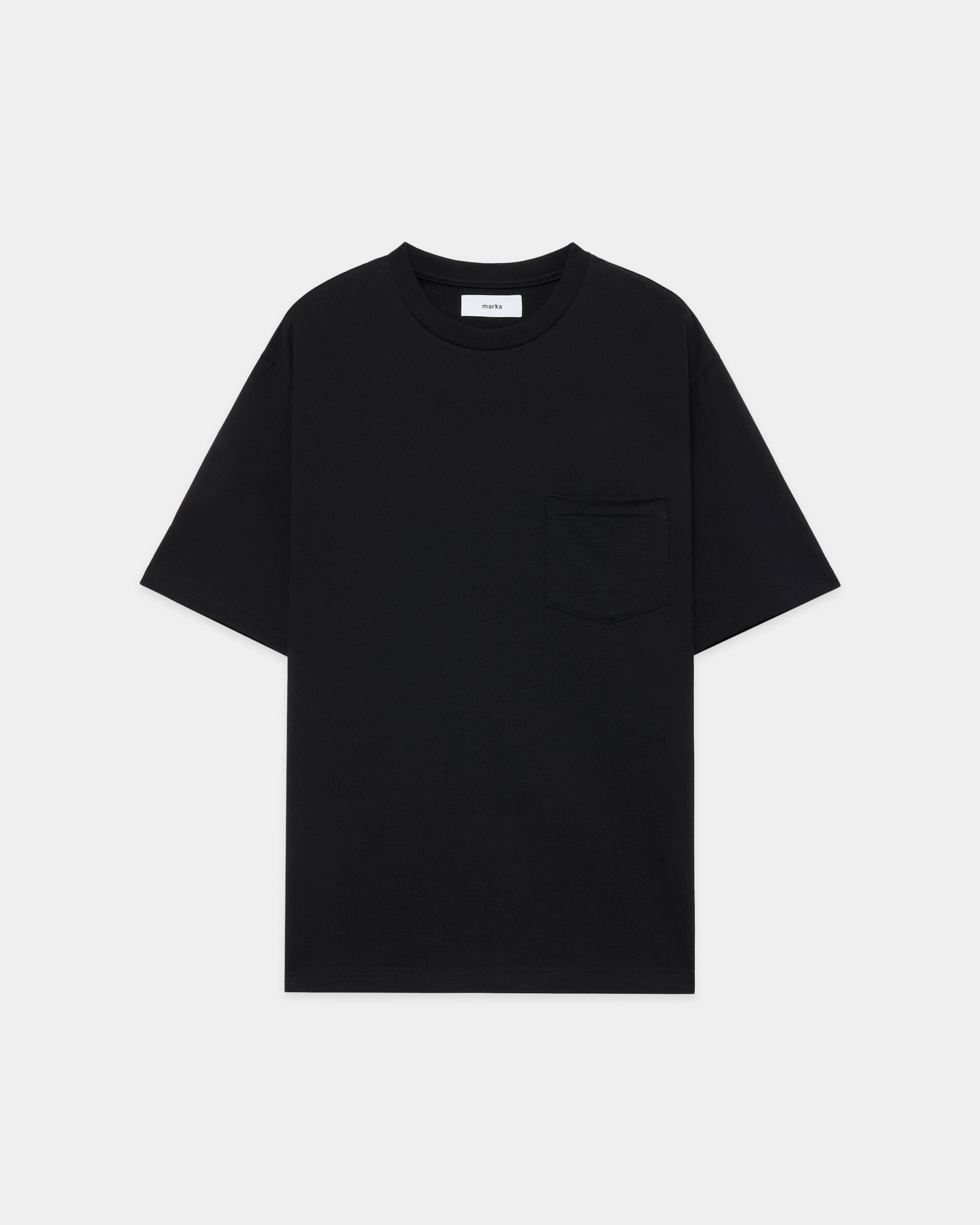 【PARKING別注】オーガニックコットン40/2天竺 / クルーネックポケットTEE, Black