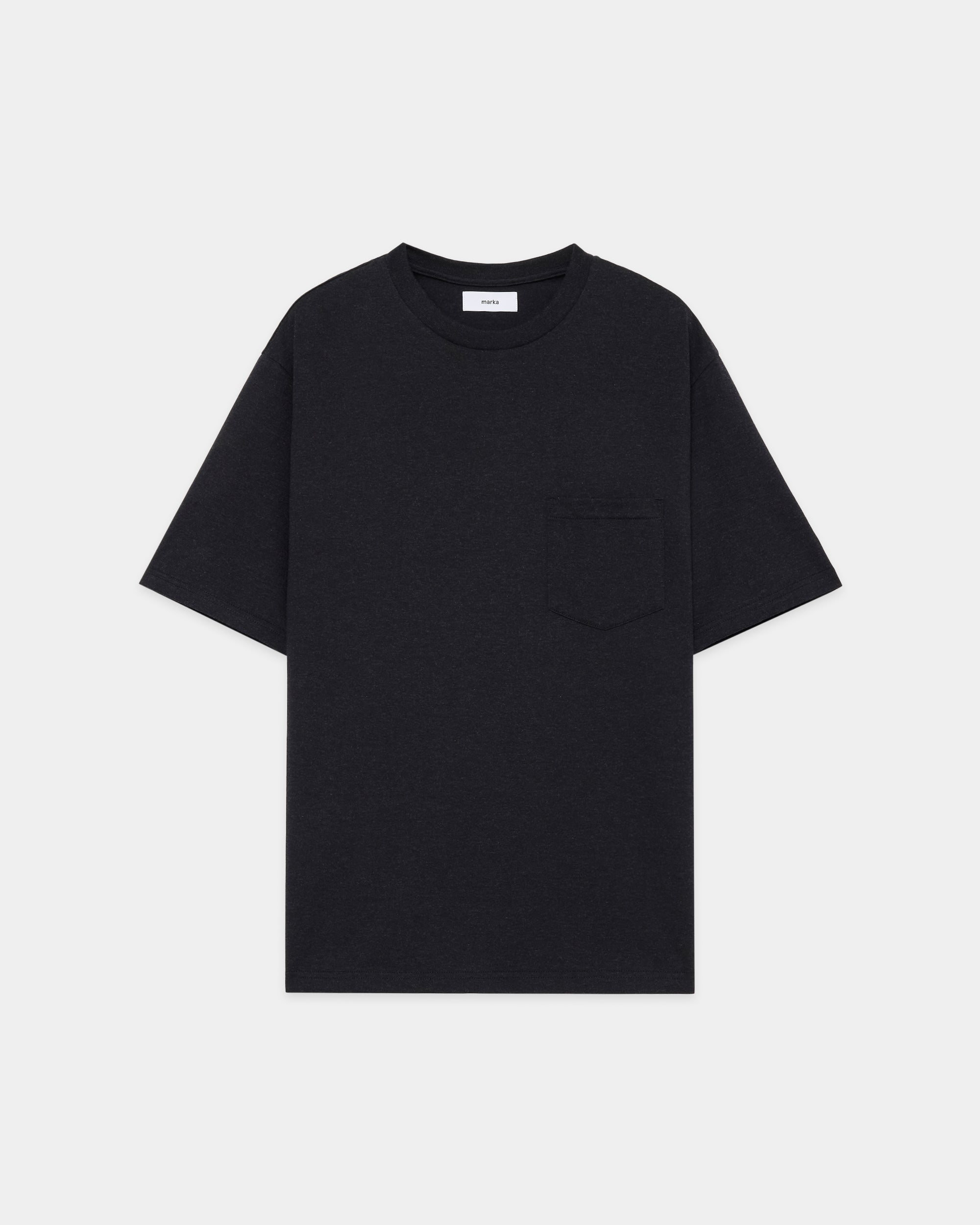 【PARKING別注】オーガニックコットン40/2天竺 / クルーネックポケットTEE, Heather Black