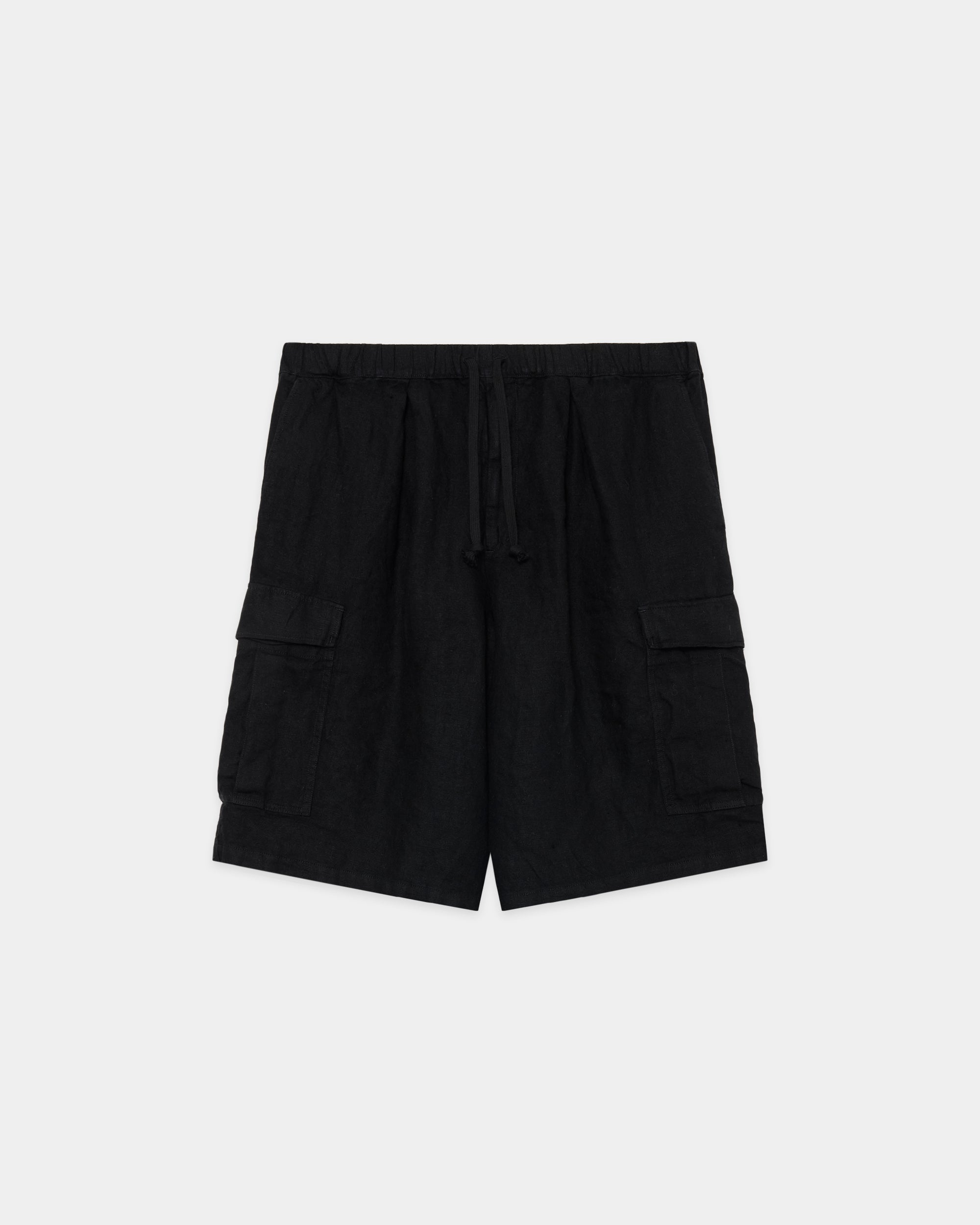 【PARKING別注】リネンキャンバス / ファティーグショーツ, Black