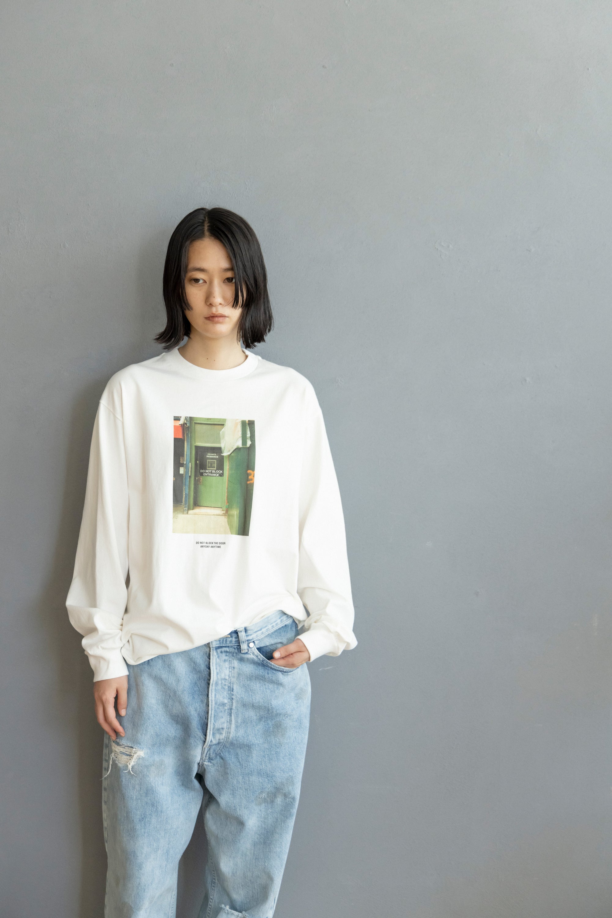 40/2 丸胴 天竺 Tee L/S Yuji Takeuchi "DOOR YTSP", White