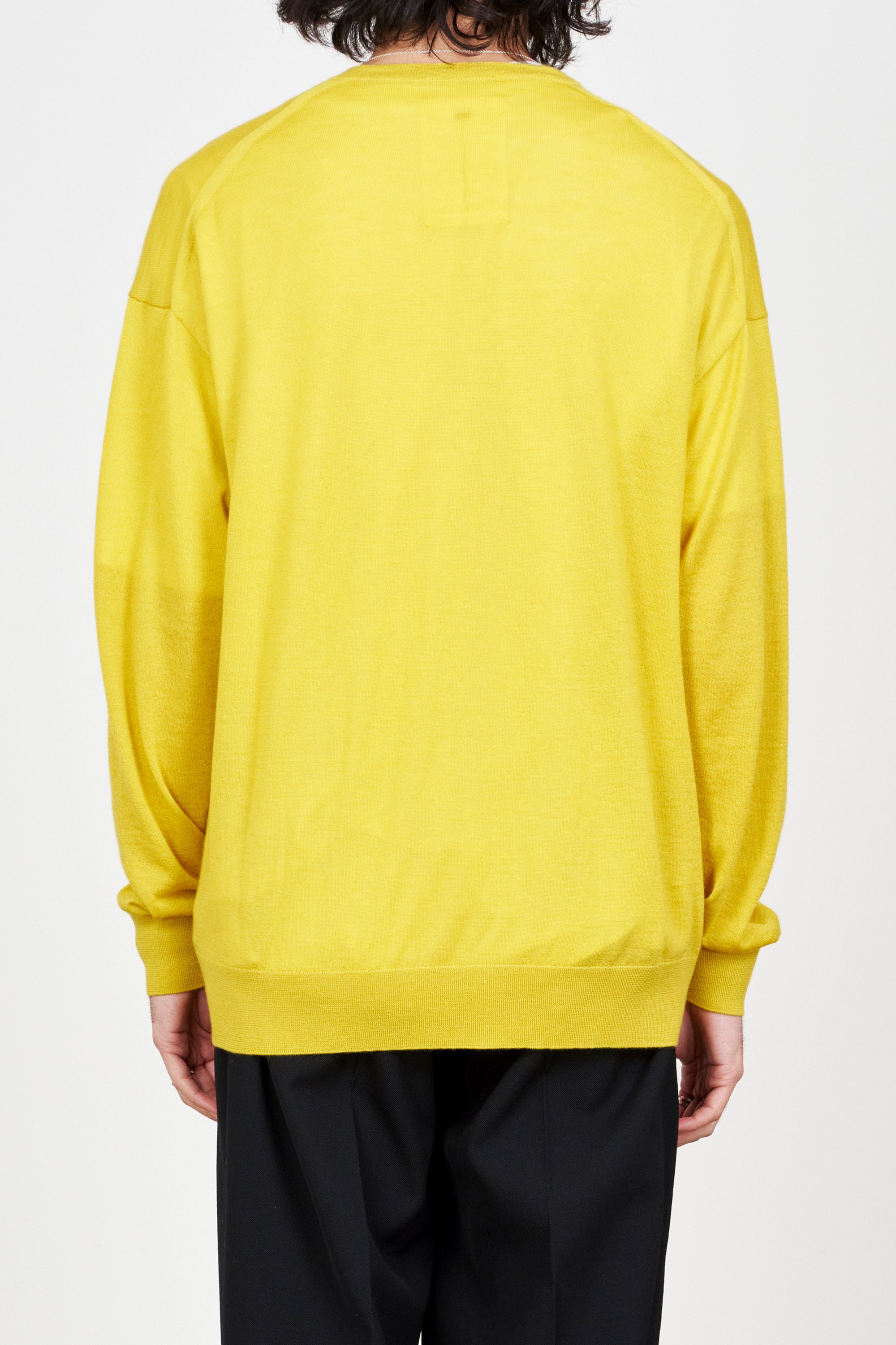 カシミヤ 18ゲージ クルーネック ニット, Yellow